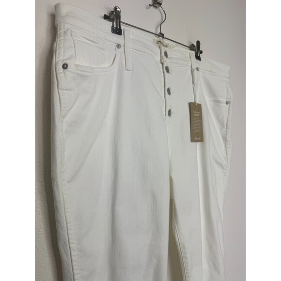 Madewell Sz 35 Petite 10" High-Rise Skinny Jeans Pure White Step-Hem Edition NWT - Picture 6 of 15